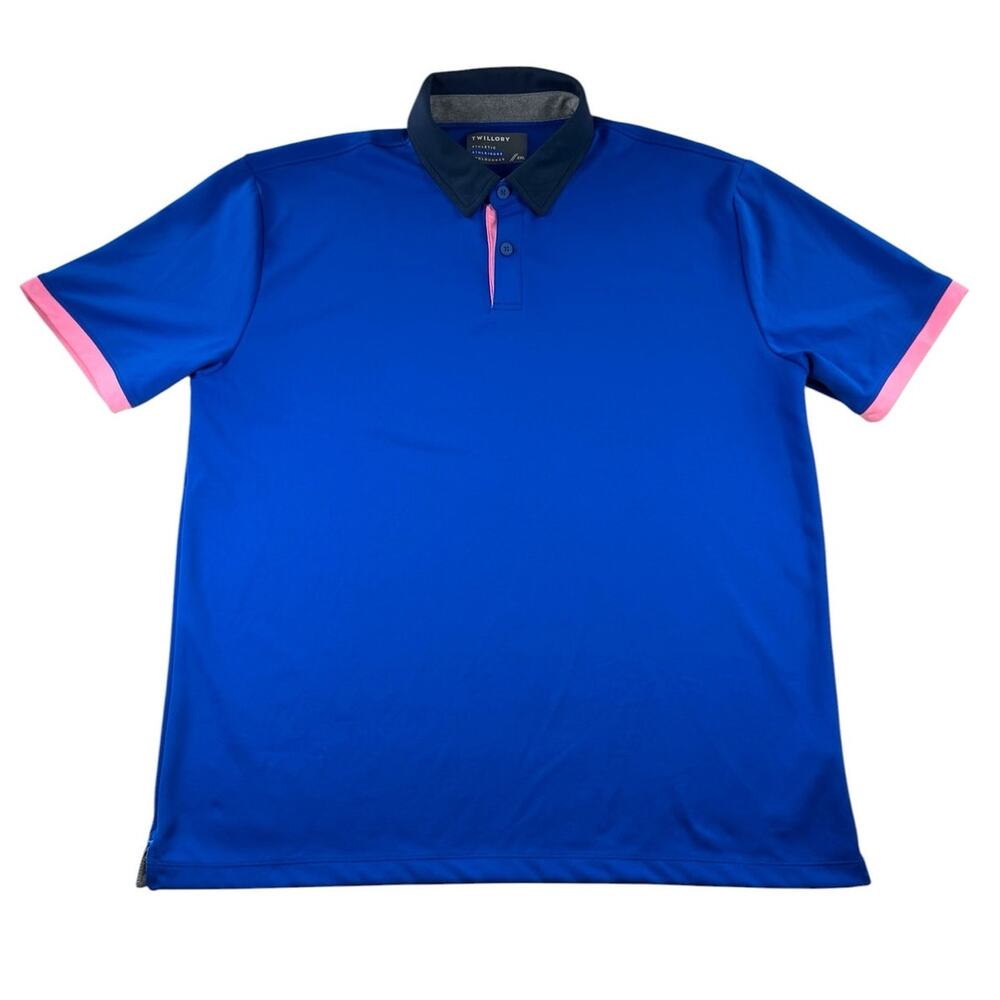 Twillory Athleisure Polo Shirt XXL Blue Contrast Trim Short Sleeve Performance